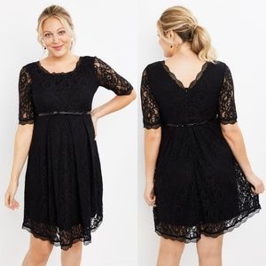 {euc} Size Small Black Lace Fit And Flare Motherhood Maternity Dress 🖤